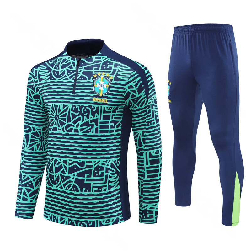 CBF Brazil Training Set Navy and Teal Patterned Tracksuit