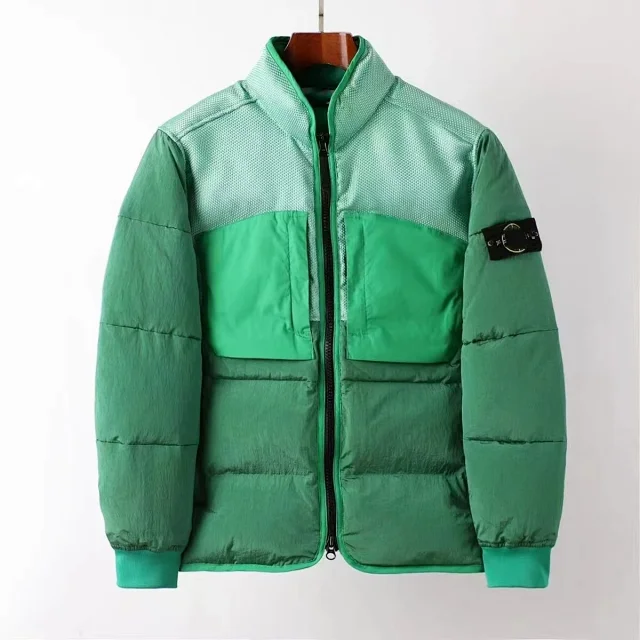 Stone Island Down Jackets Stand-collar quilted puffer jacket with sleeve compass patch product detail image 8