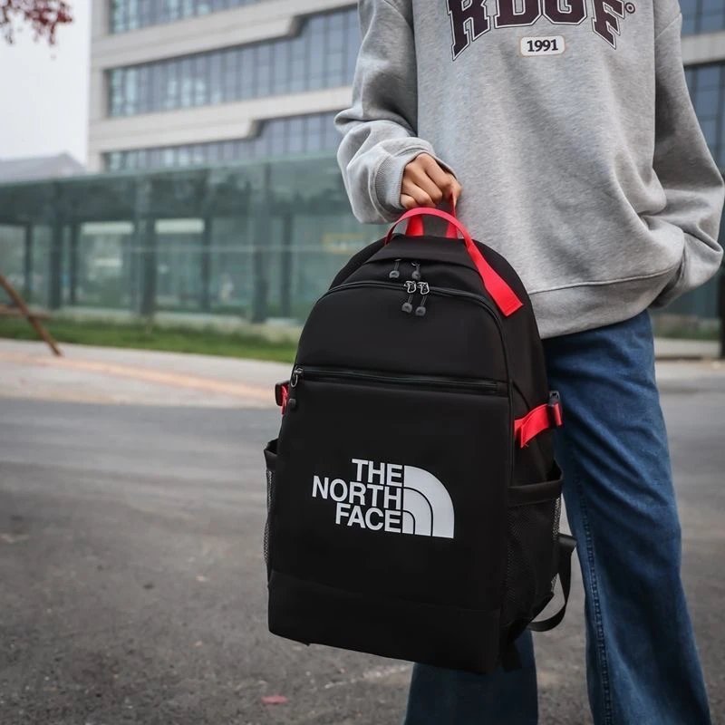 The North Face Backpacks Logo Print Backpack with Front Zip Pocket and Side Mesh Pockets image 3