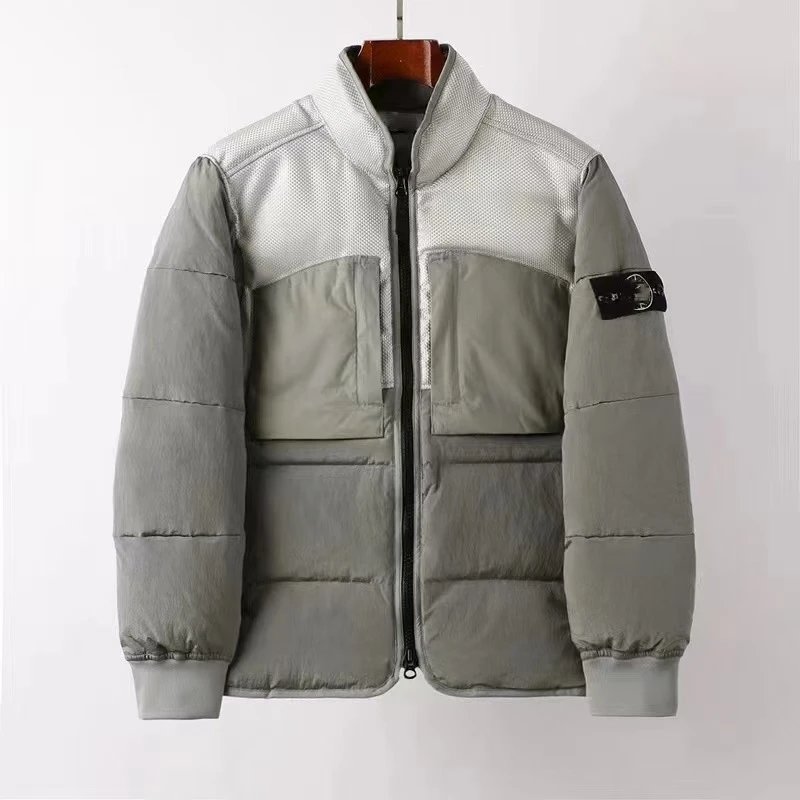 Stone Island Down Jackets Stand-collar quilted puffer jacket with sleeve compass patch image 9