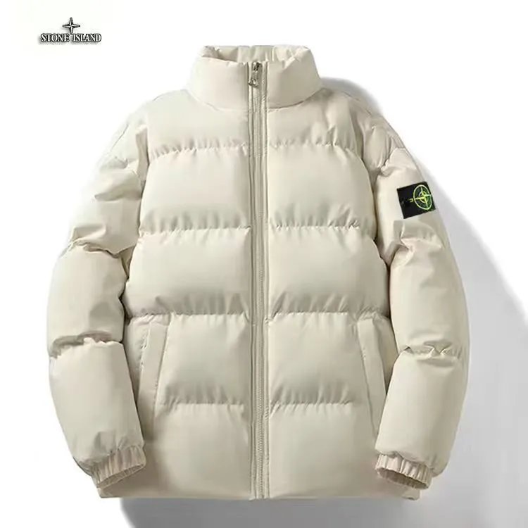 Stone Island Down Jackets Stand-collar quilted puffer jacket with sleeve compass patch image 13
