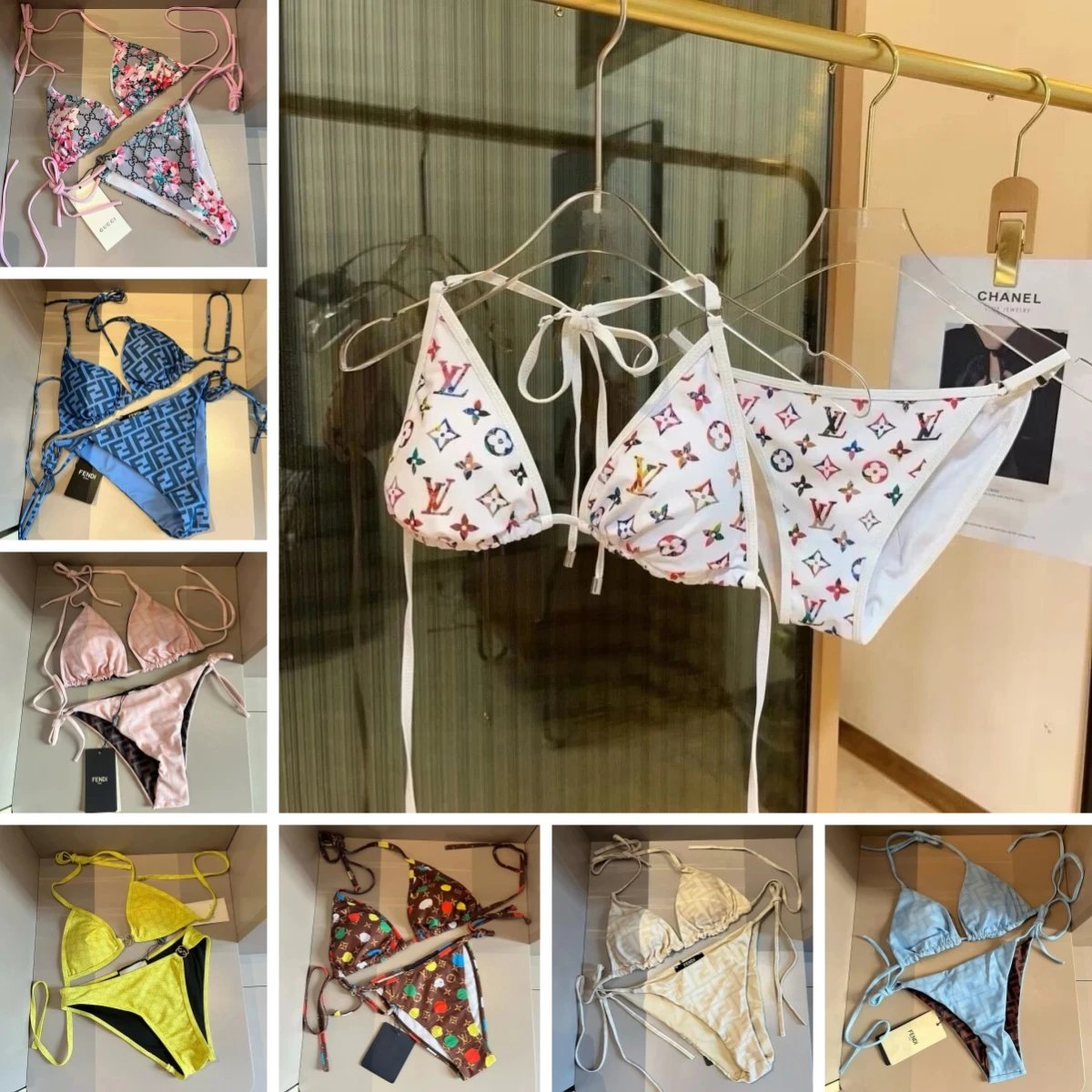 Fendi Swimwear Triangle Bikini Set with FF Motif image 1