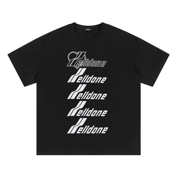 Design Wetdone Repeat Logo Black T-Shirt T-Shirts - 1