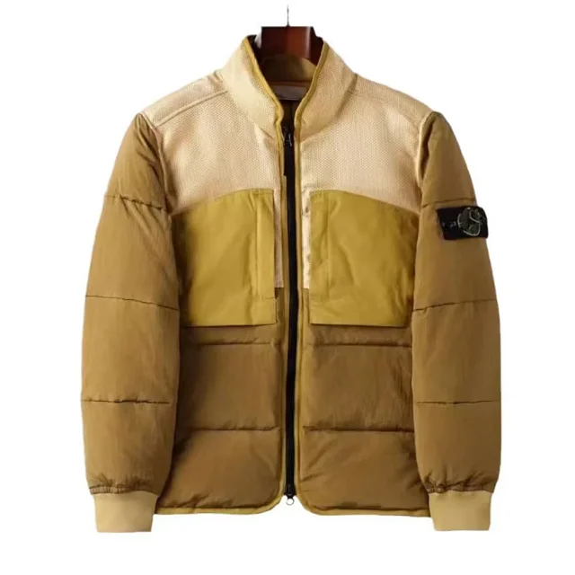 Stone Island Down Jackets Stand-collar quilted puffer jacket with sleeve compass patch product detail image 7