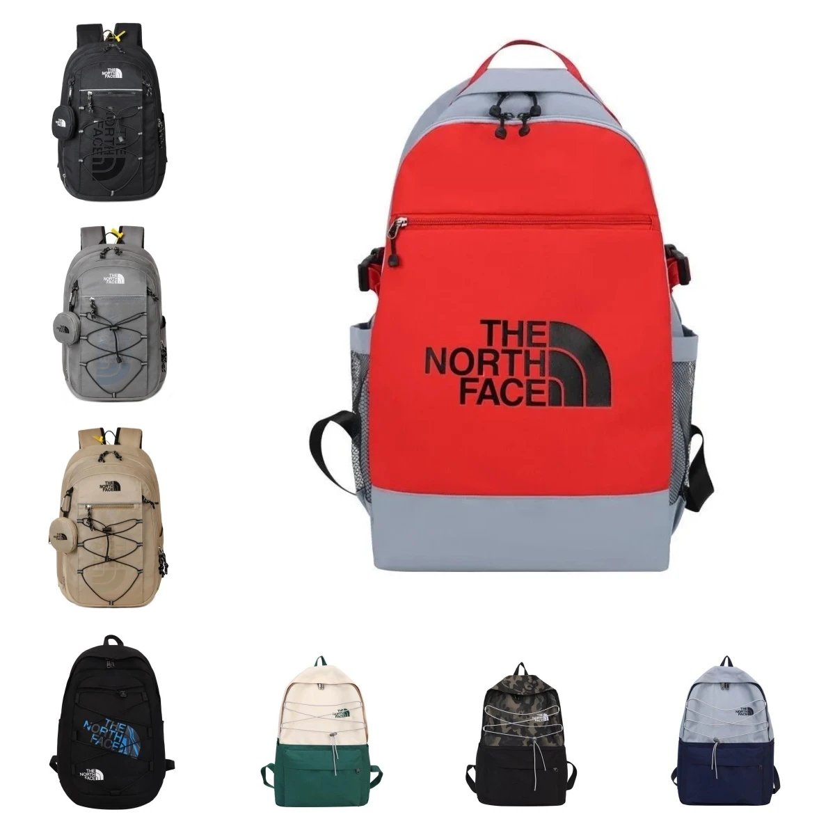 The North Face Backpacks Logo Print Backpack with Front Zip Pocket and Side Mesh Pockets image 1