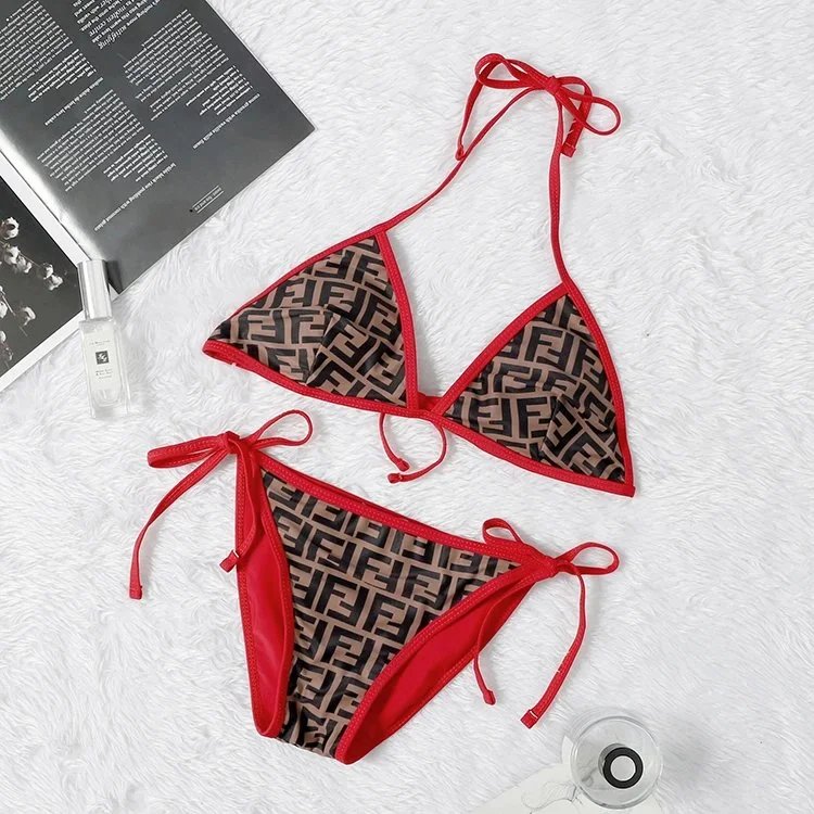 Fendi Swimwear Triangle Bikini Set with FF Motif — TH-001