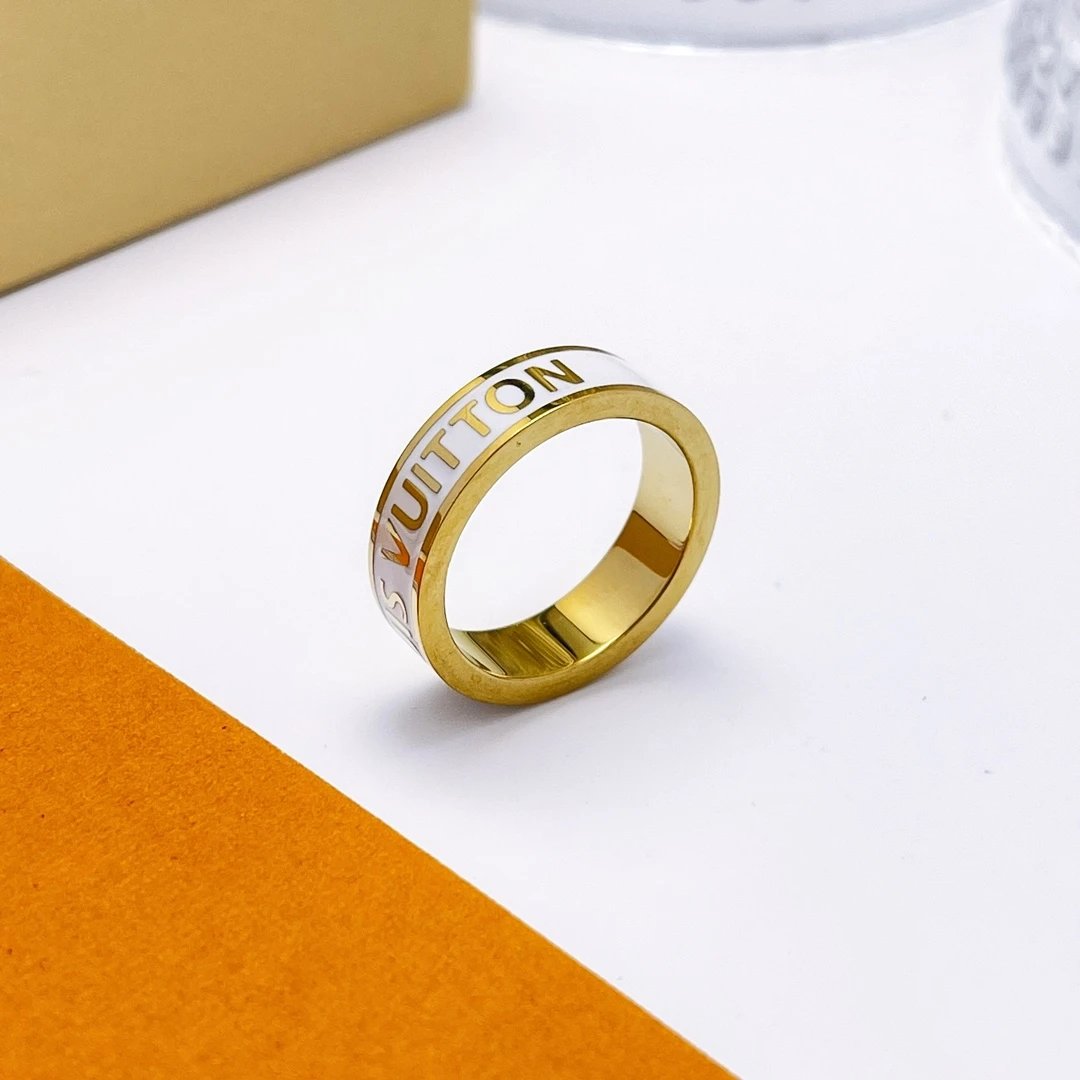 Louis Vuitton Jewelry Enamel Logo Band Ring — JTL-004