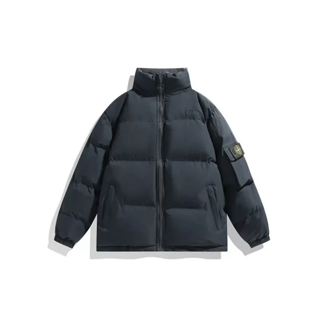 Stone Island Down Jackets Stand-collar quilted puffer jacket with sleeve compass patch product detail image 5