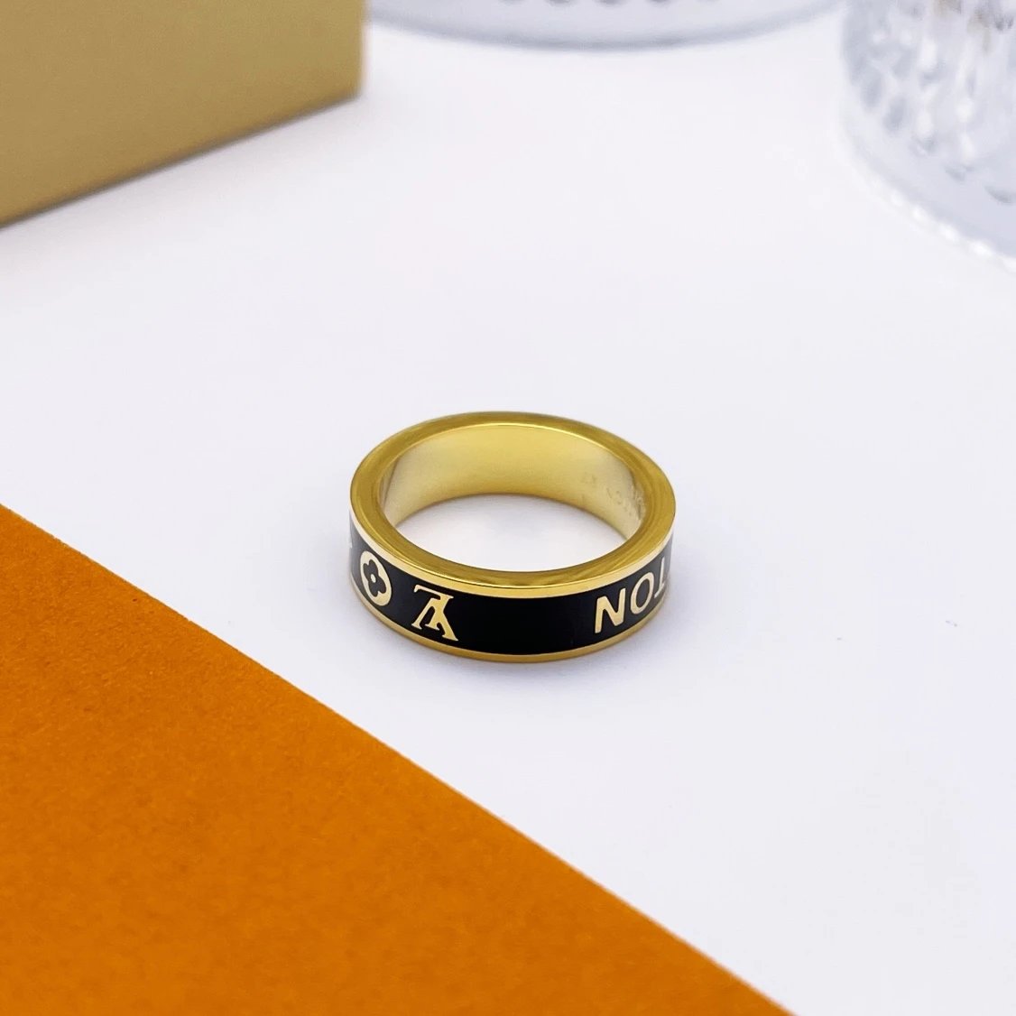 Louis Vuitton Jewelry Enamel Logo Band Ring — JTL-002