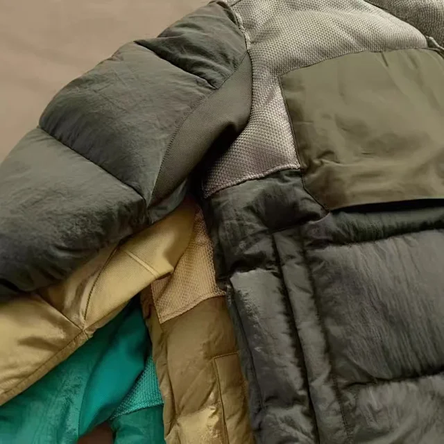 Stone Island Down Jackets Stand-collar quilted puffer jacket with sleeve compass patch product detail image 15