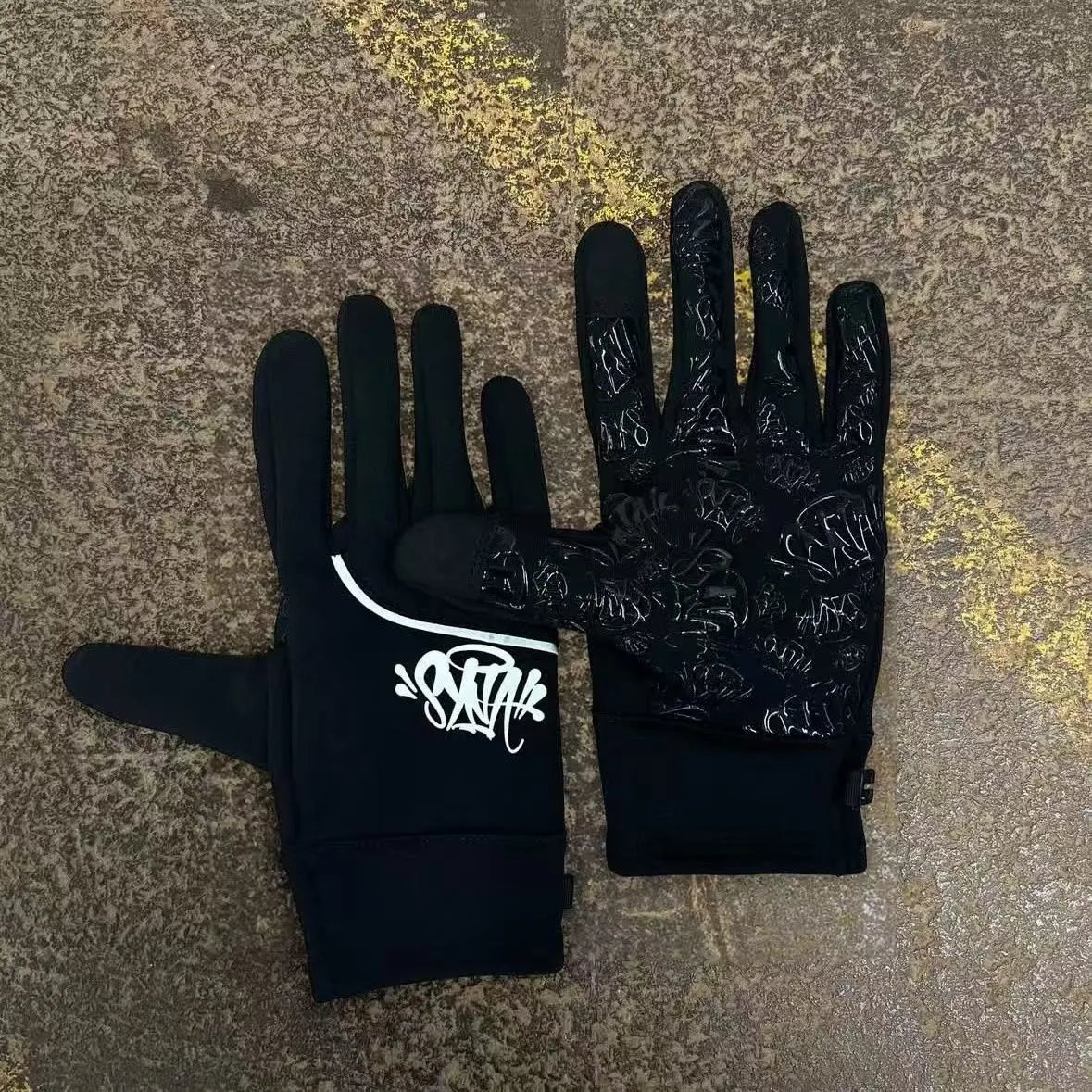 Design Graffiti Print Touchscreen Gloves Gray - 11