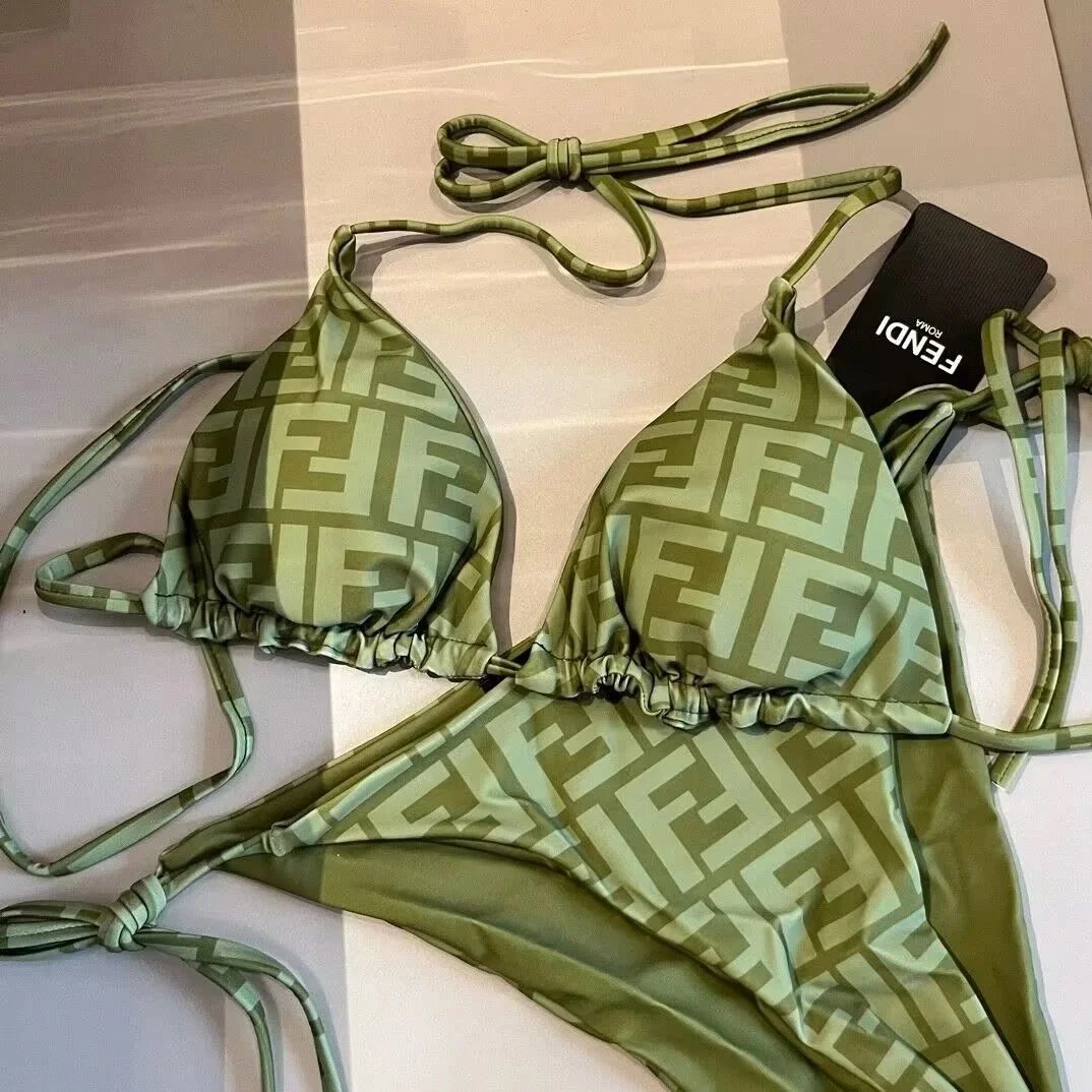 Fendi Swimwear Triangle Bikini Set with FF Motif — TH-040