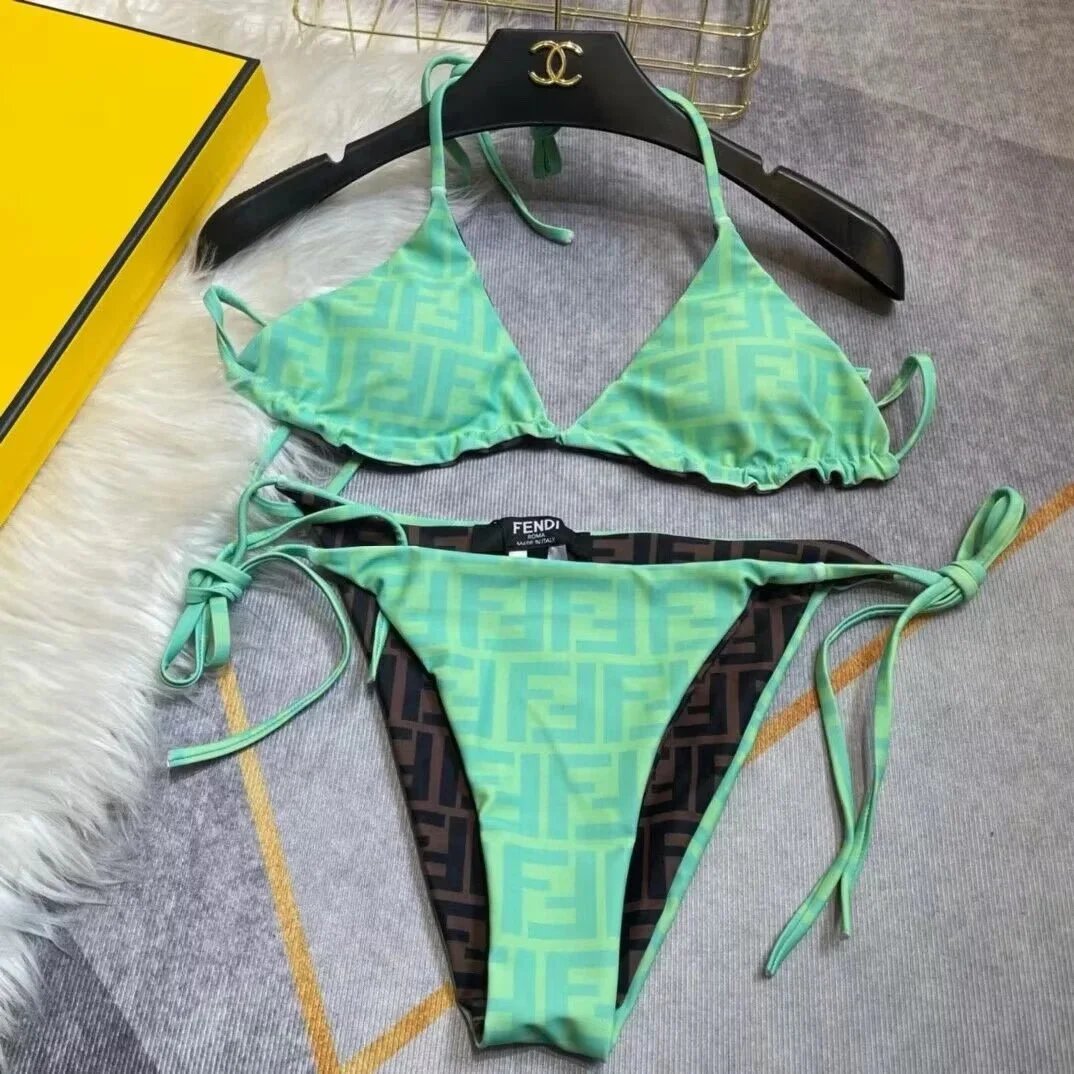 Fendi Swimwear Triangle Bikini Set with FF Motif — TH-019