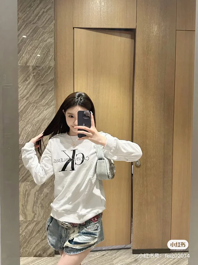 Calvin Klein Hoodies & Sweatshirts Crewneck sweatshirt with oversized CK and Jeans logo print product detail image 8
