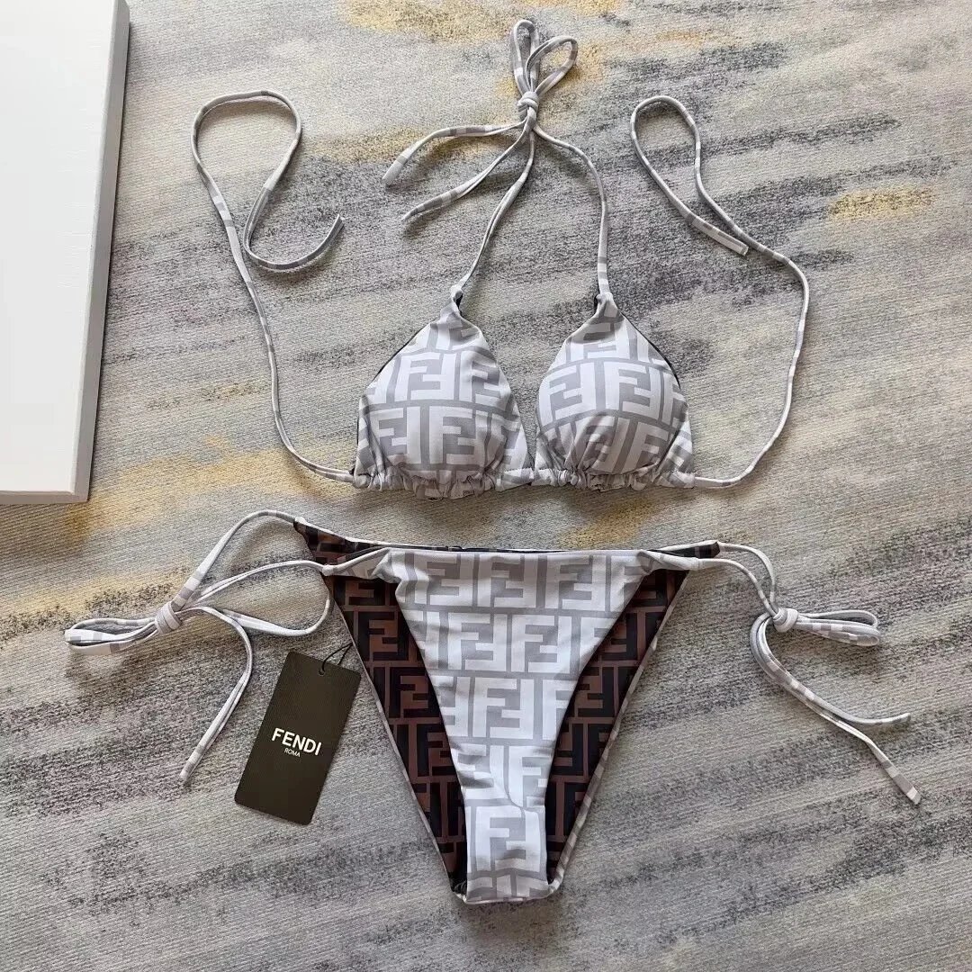 Fendi Swimwear Triangle Bikini Set with FF Motif — TH-022