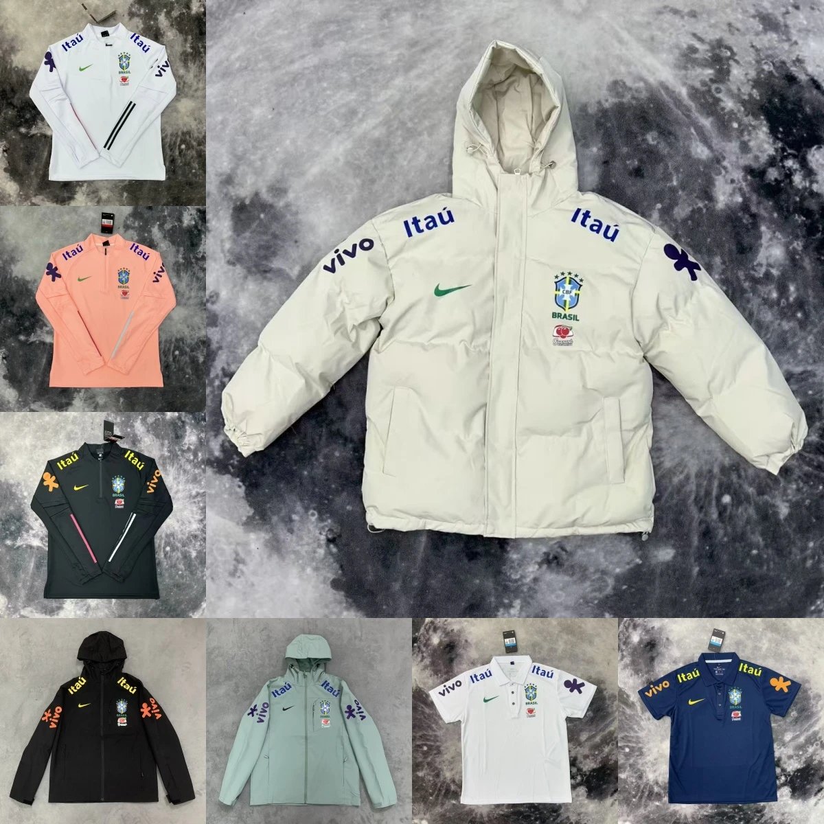 Nike White Brazil Puffer Jacket with Hood