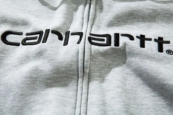 Carhartt WIP Script Logo Zip-Up Hoodie Gray - 7