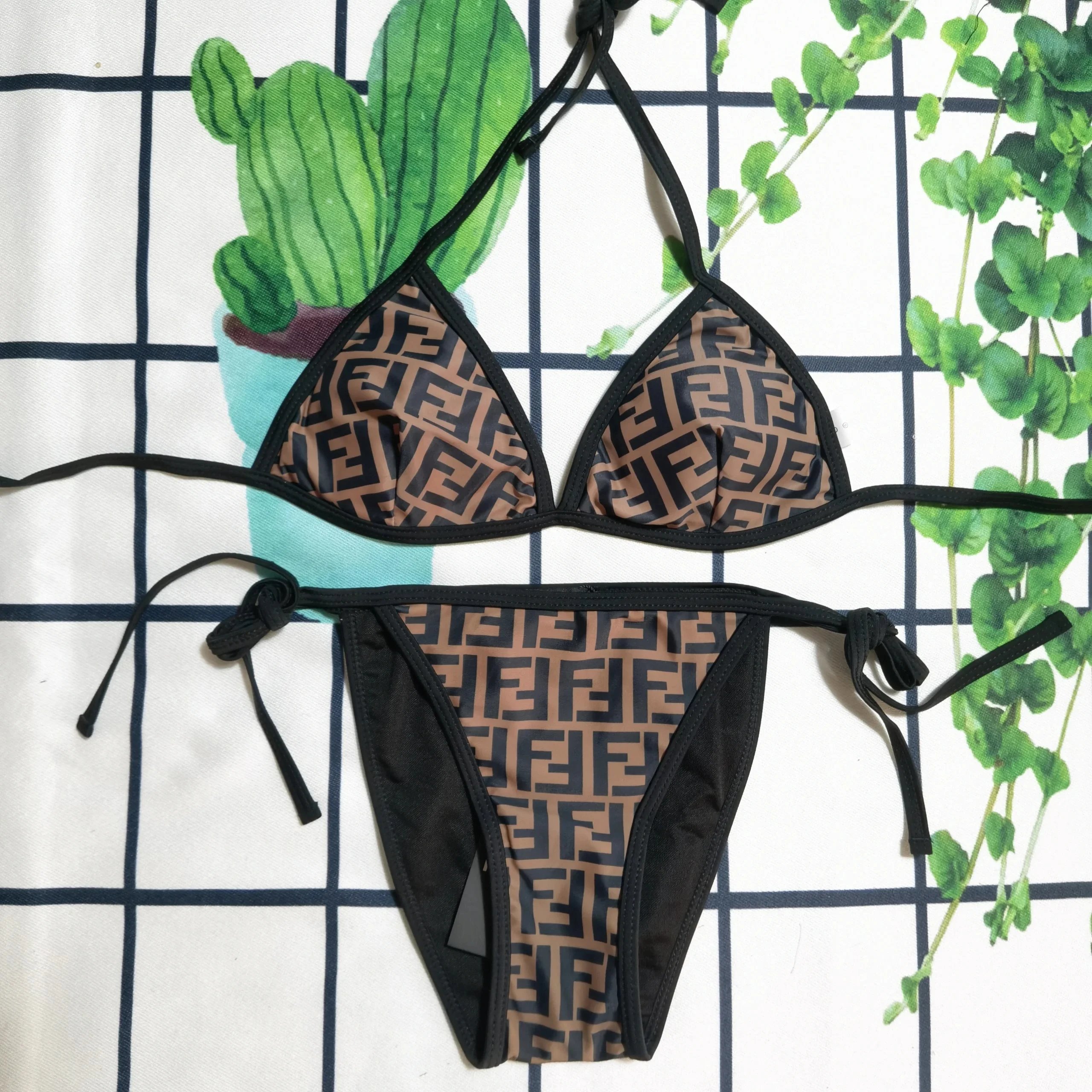 Fendi Swimwear Triangle Bikini Set with FF Motif — TH-002