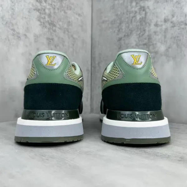 Design Chunky Mesh Sneakers with Denim Print and Yellow Accents - 7