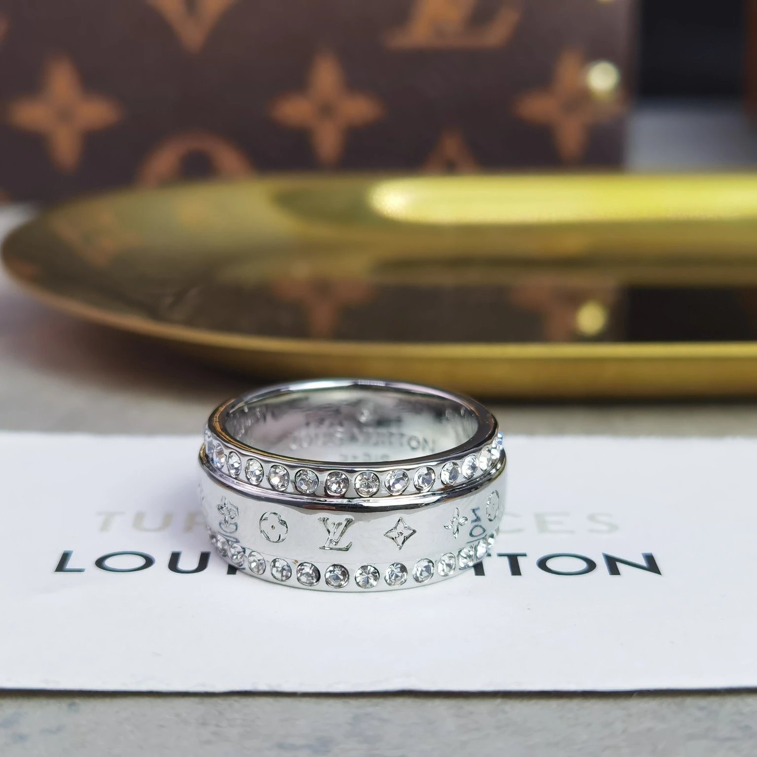 Louis Vuitton Jewelry Enamel Logo Band Ring — JTL-009