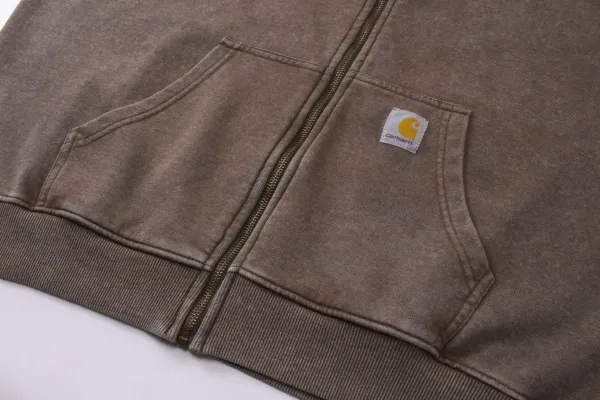 Carhartt WIP Script Logo Zip-Up Hoodie Gray - 15