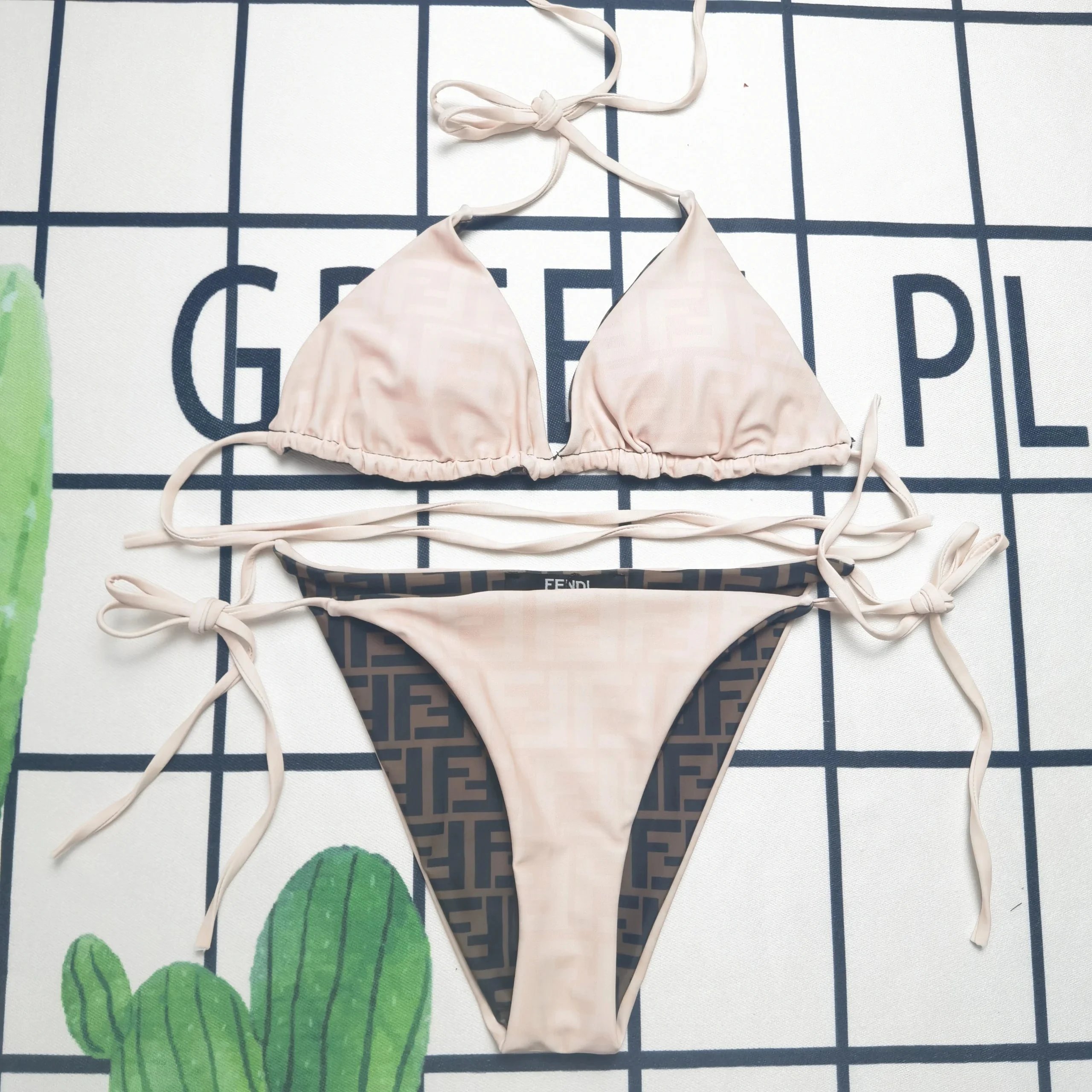 Fendi Swimwear Triangle Bikini Set with FF Motif — TH-003
