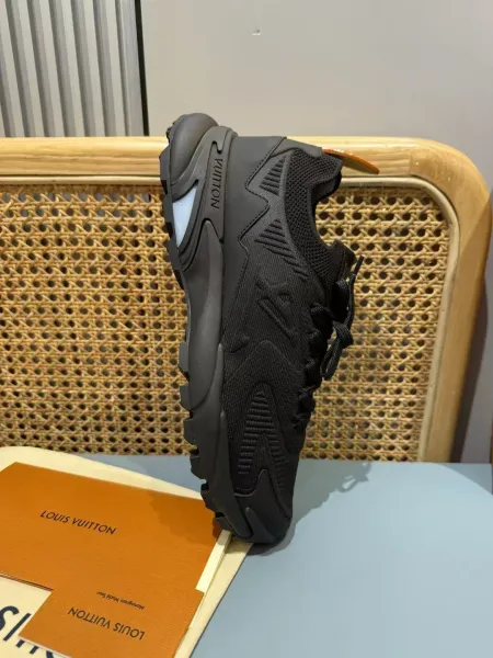 Design Chunky Mesh Sneakers with Denim Print and Yellow Accents - 20