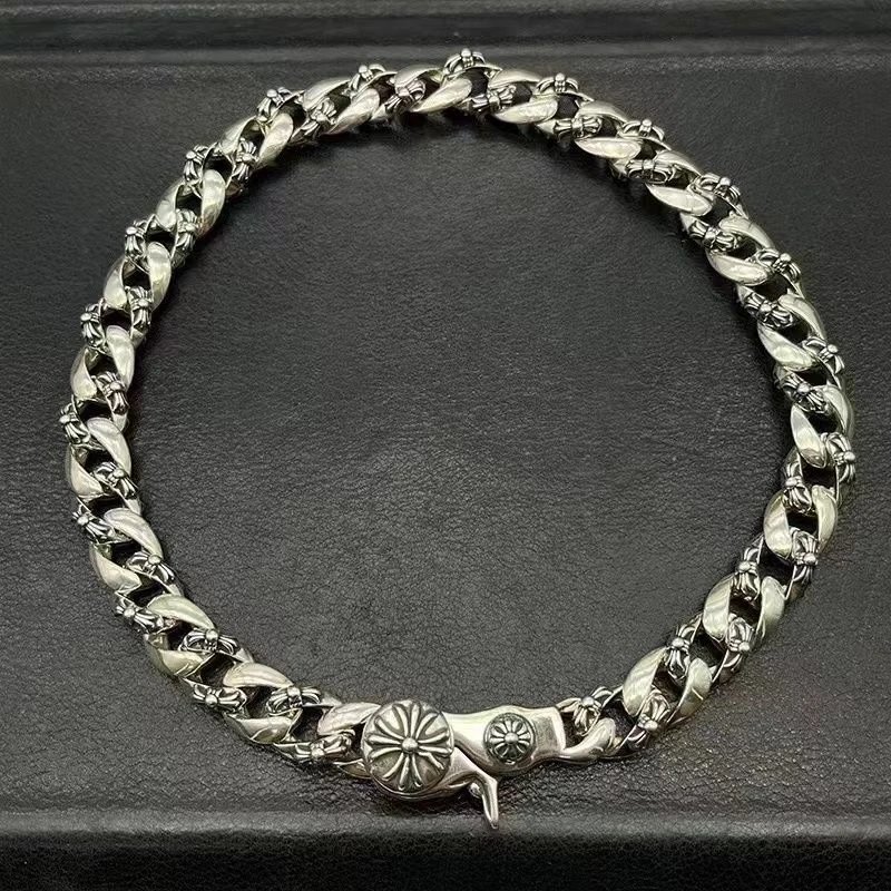 Chrome Hearts Jewelry Floral Cross Cuban Link Bracelet with Lobster Clasp image 5