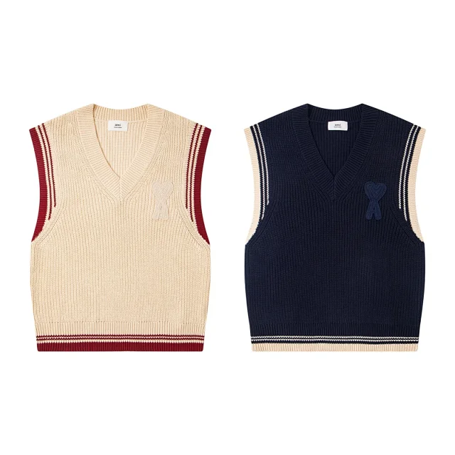 AMI Paris Knitwear V-Neck de Cœur Knit Sweater product detail image 1