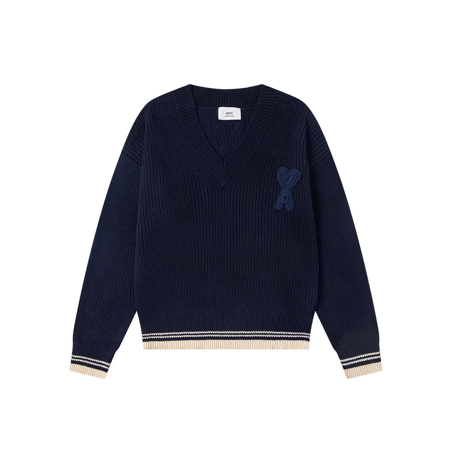 AMI Paris Knitwear V-Neck de Cœur Knit Sweater — 5