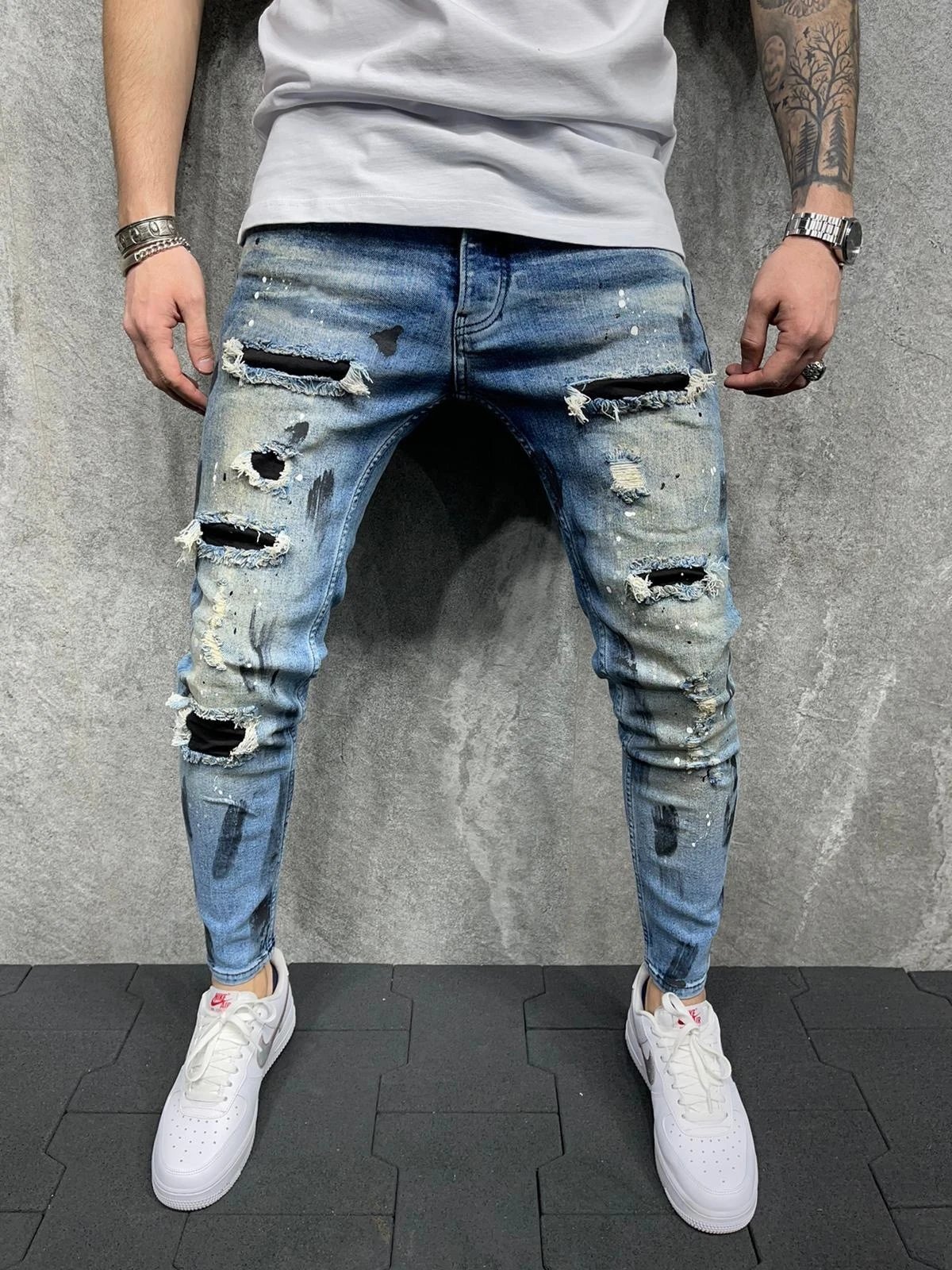 Off-White Distressed Patchwork Jeans Black - 31