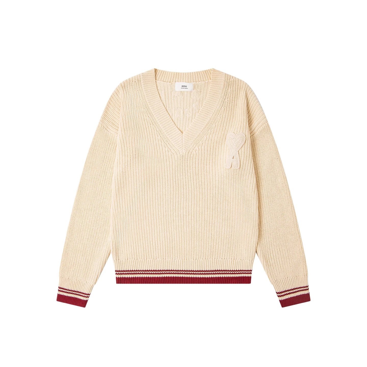 AMI Paris Knitwear V-Neck de Cœur Knit Sweater — 6