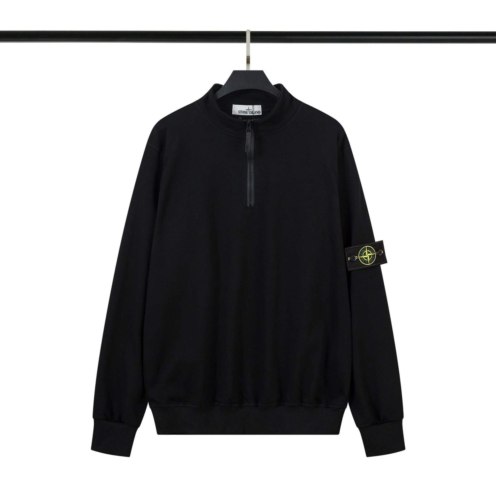 C.P. Company Hoodies & Sweatshirts Quarter-Zip Mock-Neck Sweatshirt with Lens Sleeve Pocket image 7