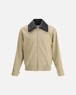 thumbnail for 叶姐MADE (男女同款) B家经典编织演绎真皮领全棉卡其色外套