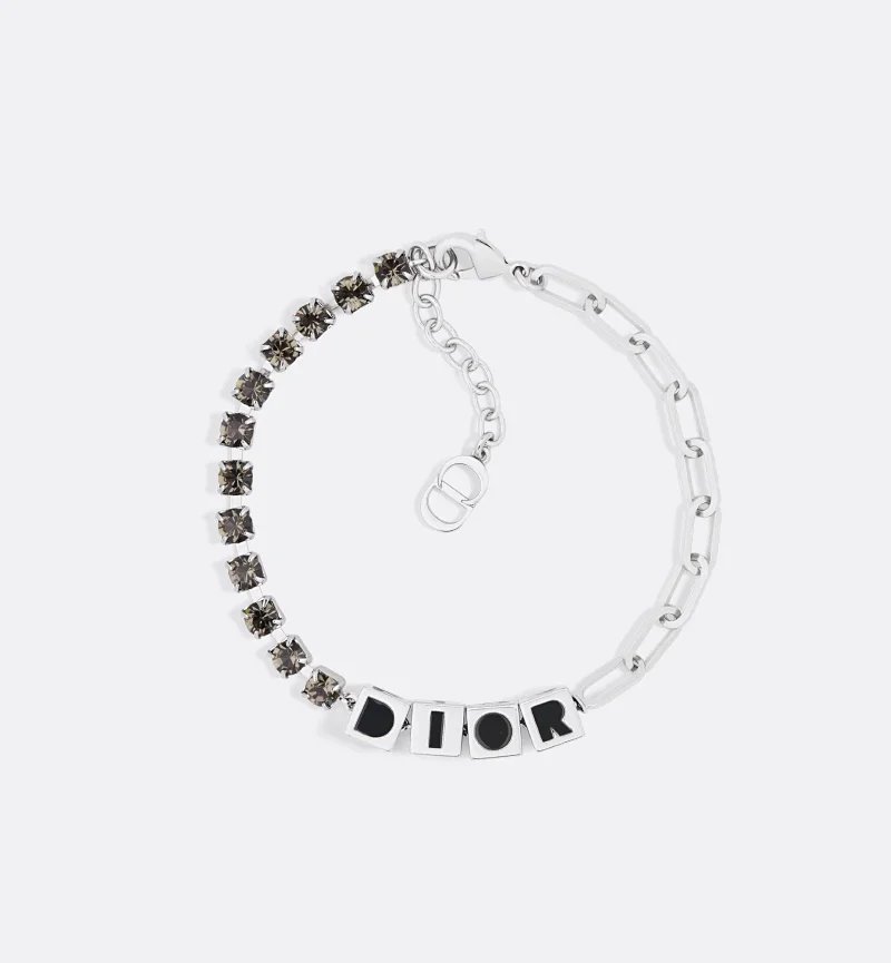 Yejie MADE (Verified) Brand D Rhinestone Square Logo Debossed Epoxy Resin Engraved Versatile Easy-to-Wear Bracelet