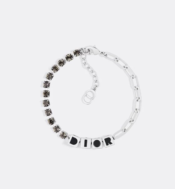 Yejie MADE (Verified) Brand D Rhinestone Square Logo Debossed Epoxy Resin Engraved Versatile Easy-to-Wear Bracelet