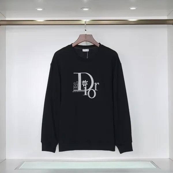 Dior Oblique Logo Embroidered Black Sweatshirt - 1