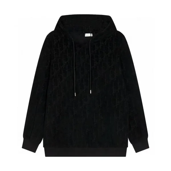 Dior Oblique Monogram Velvet Hoodie Black - 13