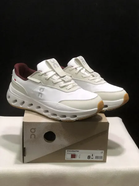 On Cloudsurfer White/Wine Red Sneakers - 1