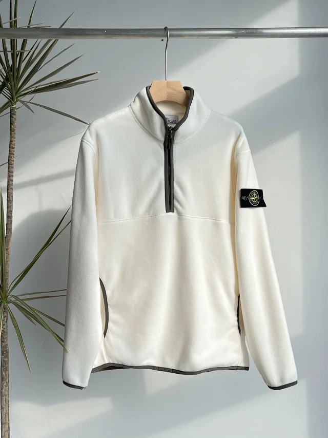 Stone Island Hoodies & Sweatshirts Half-Zip Fleece Sweatshirt with Compass Sleeve Patch product detail image 8