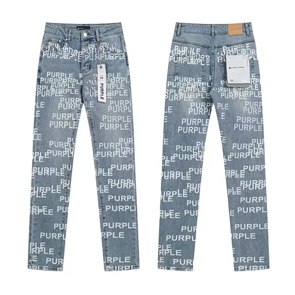Purple Brand All-Over Print Denim Jeans Light Wash - 1