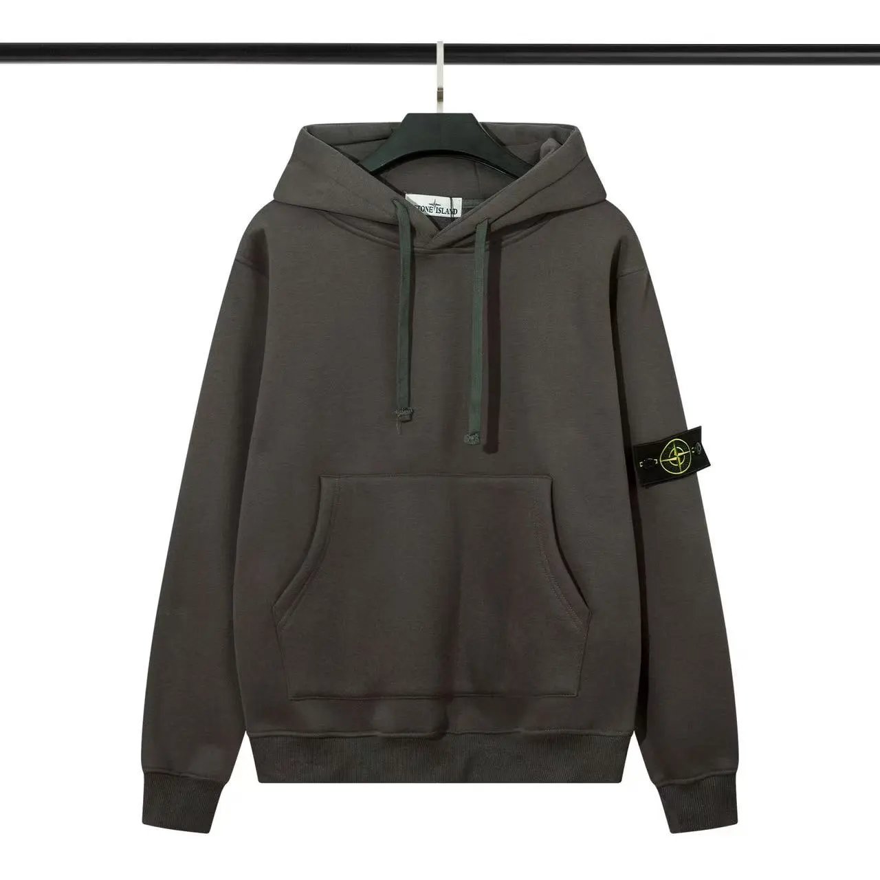 Hooded fleece hoodie - Brown Grey