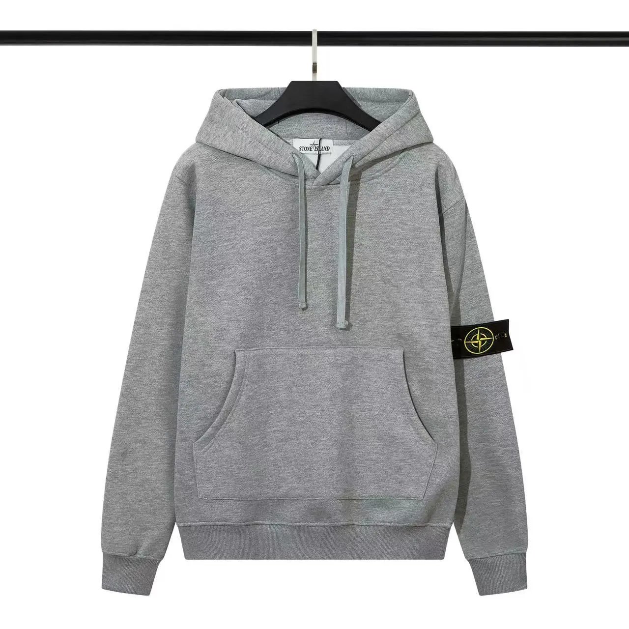 Hooded fleece hoodie - Flower Grey