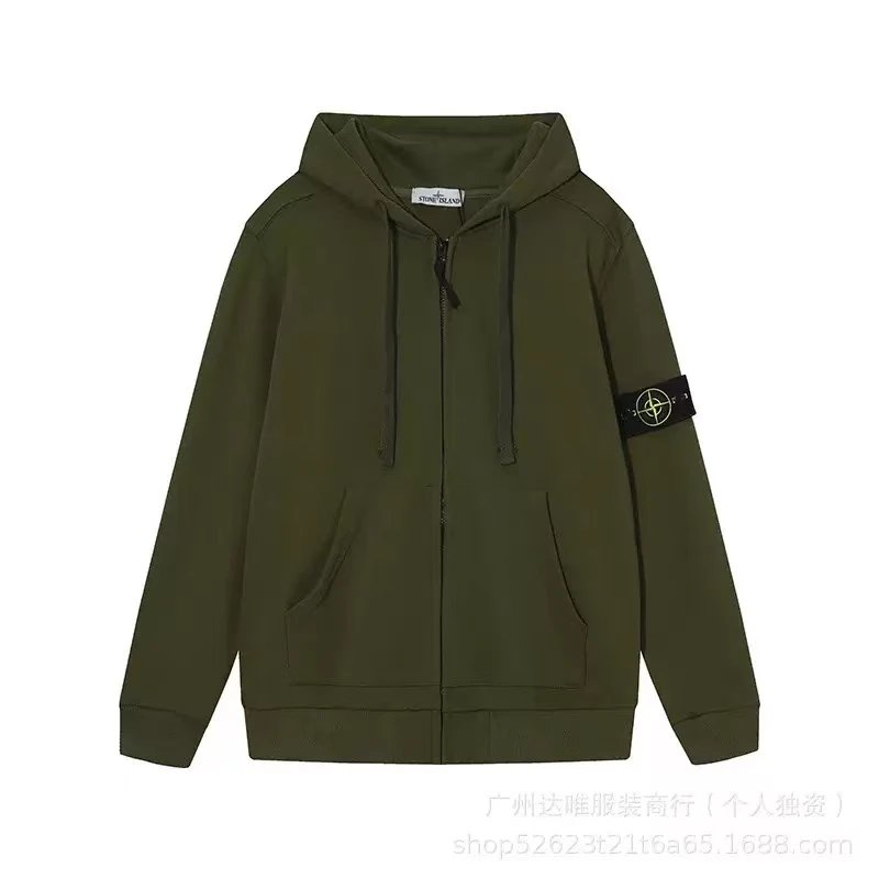 开衫卫衣-军绿色