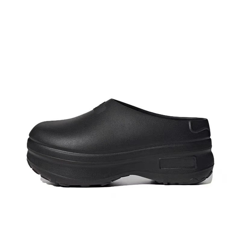 Black Platform Clog Slip-On Chunky Sole Shoe
