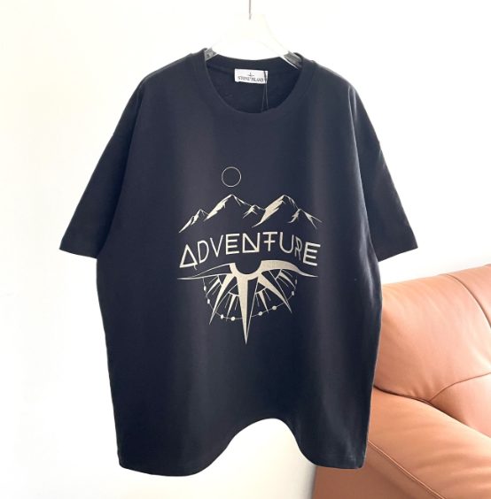 Stone Island Black Graphic Print Oversized T-Shirt