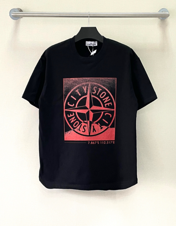 Stone Island Black Graphic Print Oversized T-Shirt