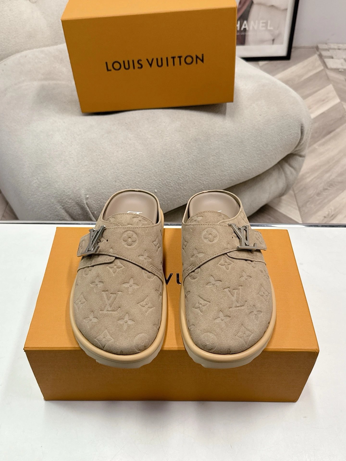 Louis Vuitton Monogram Beige Mules