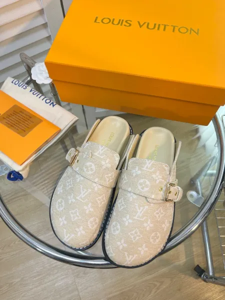 Louis Vuitton Monogram Suede Slide Loafers Black - 3