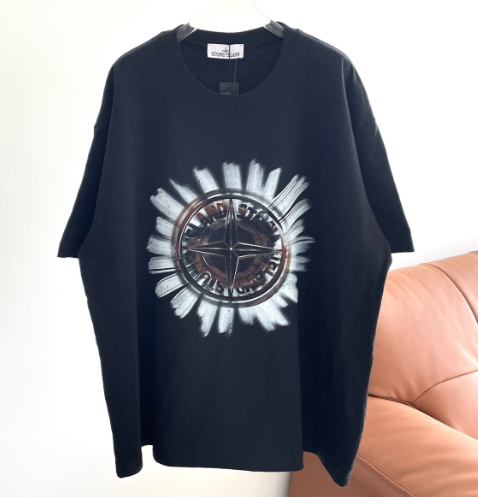 Stone Island Black Graphic Print Oversized T-Shirt